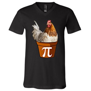 Cute Chicken Pot Pie Funny Math Pun Pie Symbol Math Funny Gift V-Neck T-Shirt