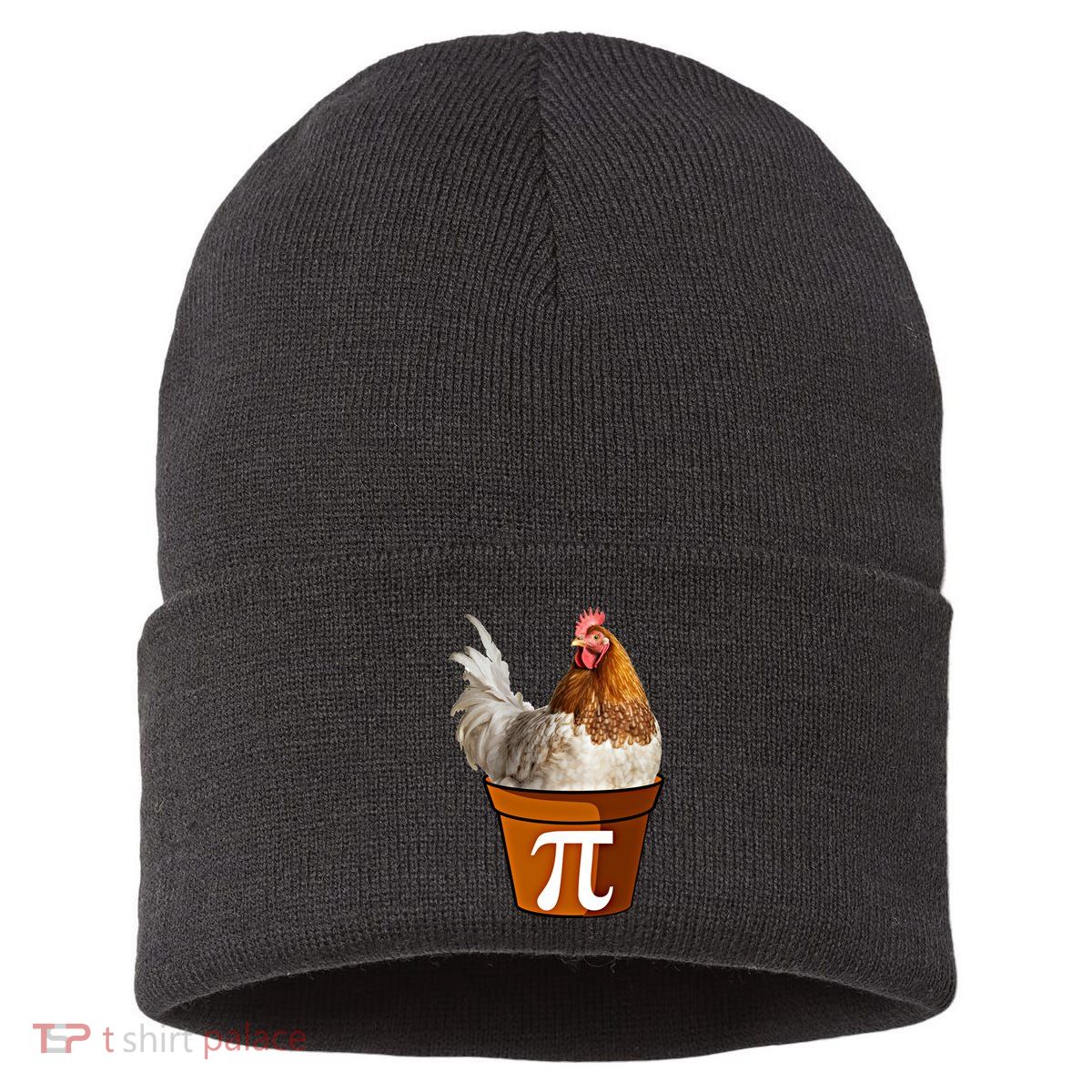 Cute Chicken Pot Pie Funny Math Pun Pie Symbol Math Funny Gift Sustainable Knit Beanie