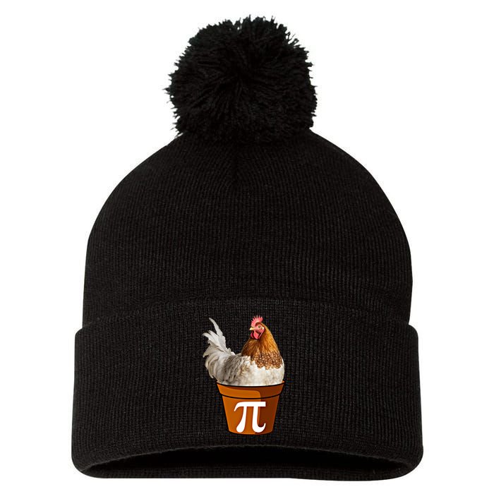 Cute Chicken Pot Pie Funny Math Pun Pie Symbol Math Funny Gift Pom Pom 12in Knit Beanie