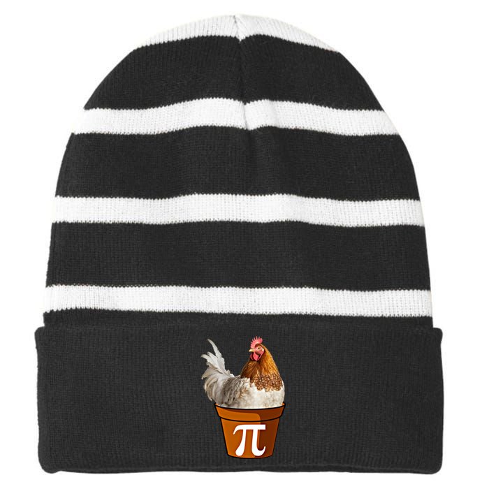 Cute Chicken Pot Pie Funny Math Pun Pie Symbol Math Funny Gift Striped Beanie with Solid Band