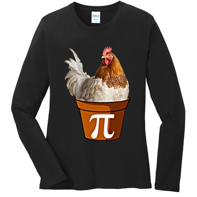 Cute Chicken Pot Pie Funny Math Pun Pie Symbol Math Funny Gift Ladies Long Sleeve Shirt