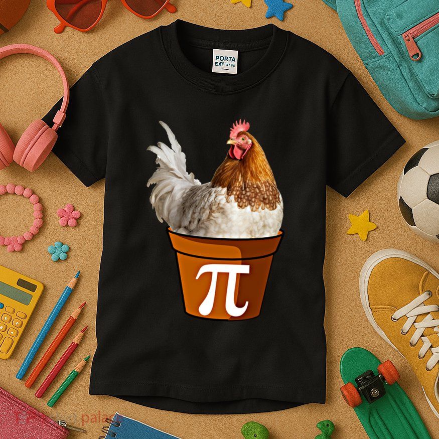 Cute Chicken Pot Pie Funny Math Pun Pie Symbol Math Funny Gift Kids T-Shirt