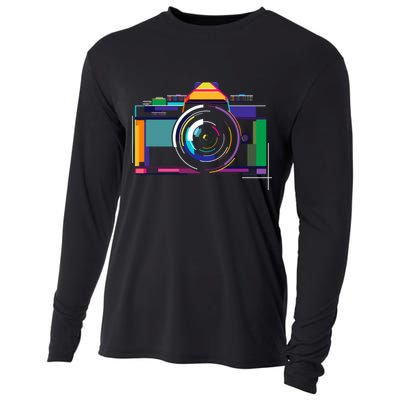 Colorful Camera Photographer Photography Lover Gift Cooling Performance Long Sleeve Crew