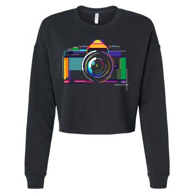 Colorful Camera Photographer Photography Lover Gift Cropped Pullover Crew