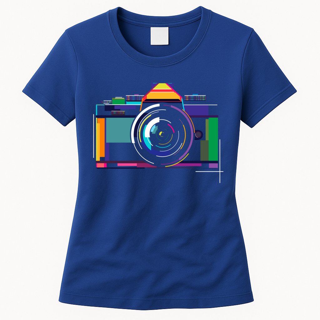 Colorful Camera Photographer Photography Lover Gift Womens T-Shirt