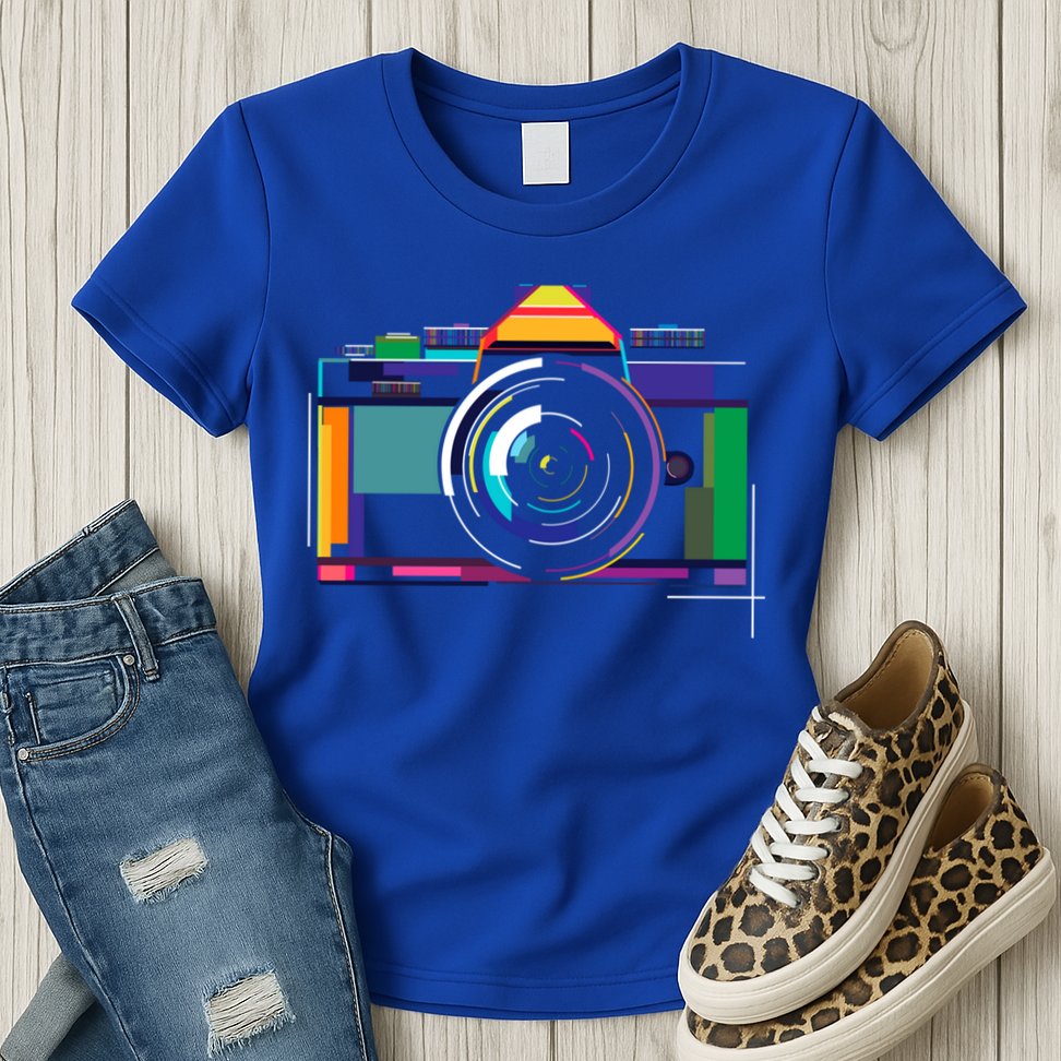 Colorful Camera Photographer Photography Lover Gift Womens T-Shirt