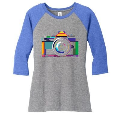 Colorful Camera Photographer Photography Lover Gift Women's Tri-Blend 3/4-Sleeve Raglan Shirt