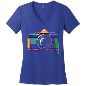 Colorful Camera Photographer Photography Lover Gift Women's V-Neck T-Shirt