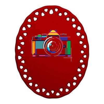 Colorful Camera Photographer Photography Lover Gift Ceramic Oval Ornament