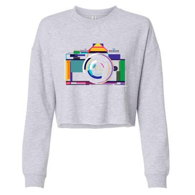 Colorful Camera Photographer Photography Lover Gift Cropped Pullover Crew