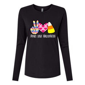 Candy Corn Peace Love Halloween Gift Womens Cotton Relaxed Long Sleeve T-Shirt