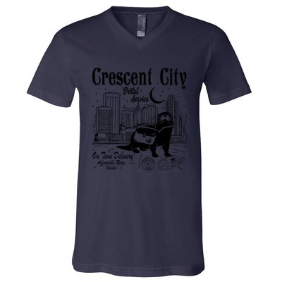 Crescent City Postal Service Messenger Otter Crescent City V-Neck T-Shirt