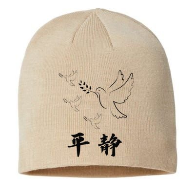 Chinese Characters Ping Jing Peace Sustainable Beanie