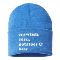 Crawfish Corn Potatoes And Beer Boil Season Great Gift Sustainable Knit Beanie