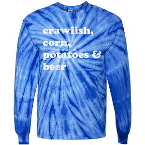 Crawfish Corn Potatoes And Beer Boil Season Great Gift Tie-Dye Long Sleeve Shirt