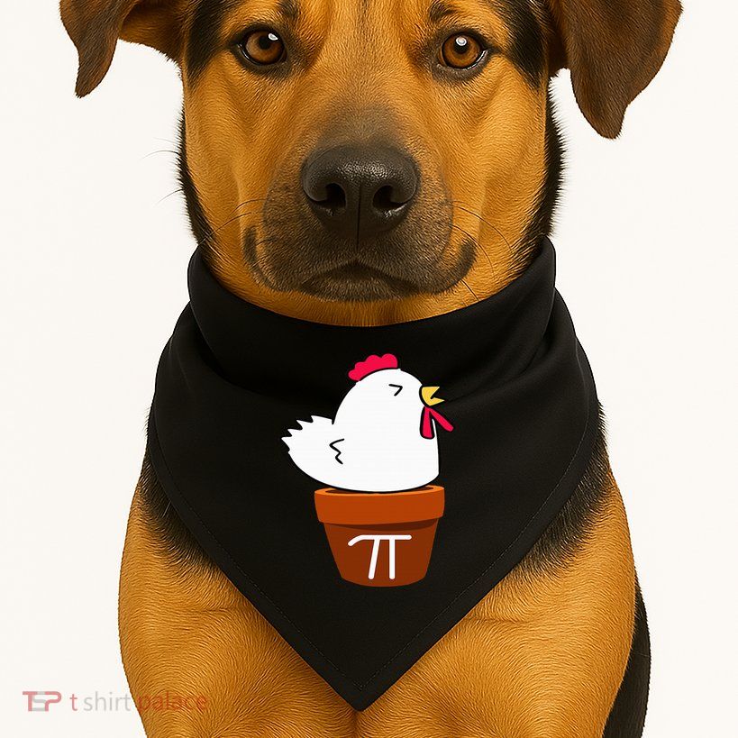 Cute Chicken Pot Pie Funny Math Pun Pi Symbol USA-Made Doggie Bandana