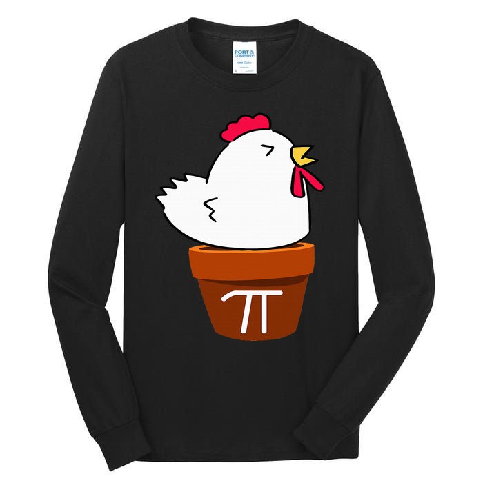 Cute Chicken Pot Pie Funny Math Pun Pi Symbol Tall Long Sleeve T-Shirt