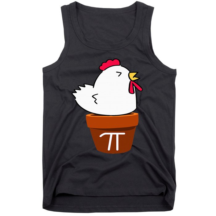 Cute Chicken Pot Pie Funny Math Pun Pi Symbol Tank Top