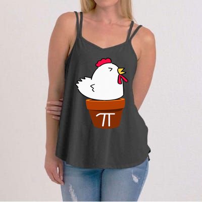 Cute Chicken Pot Pie Funny Math Pun Pi Symbol Women's Strappy Tank