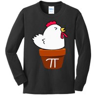 Cute Chicken Pot Pie Funny Math Pun Pi Symbol Kids Long Sleeve Shirt