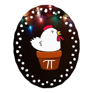 Cute Chicken Pot Pie Funny Math Pun Pi Symbol Ceramic Oval Ornament