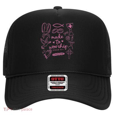 Coquette Christian Preppy Faith Jesus Bible Verse High Crown Mesh Back Trucker Hat
