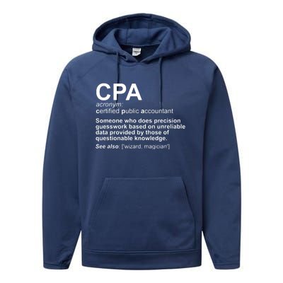 CPA Certified Public Accountant Definition Funny Performance Fleece Hoodie