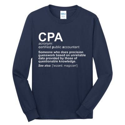 CPA Certified Public Accountant Definition Funny Tall Long Sleeve T-Shirt