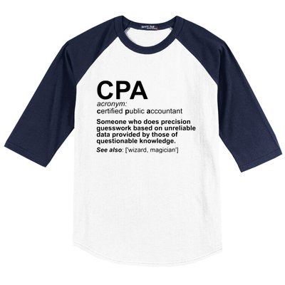 CPA Certified Public Accountant Definition Funny Baseball Sleeve Shirt