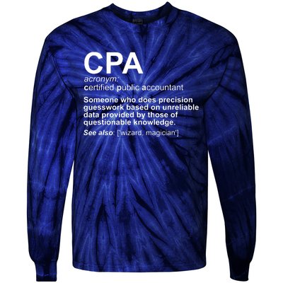 CPA Certified Public Accountant Definition Funny Tie-Dye Long Sleeve Shirt