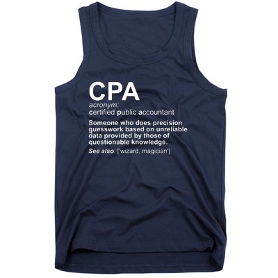 CPA Certified Public Accountant Definition Funny Tank Top