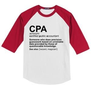 CPA Certified Public Accountant Definition Funny Kids Colorblock Raglan Jersey