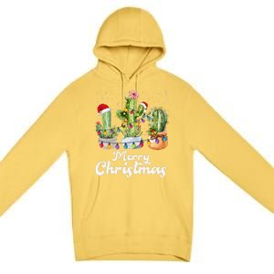 Cactus Christmas Pj Costume Design Party Plant Lovers Premium Pullover Hoodie