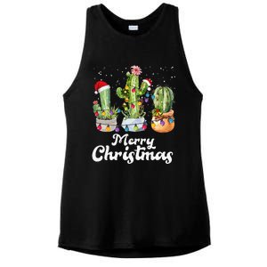 Cactus Christmas Pj Costume Design Party Plant Lovers Ladies PosiCharge Tri-Blend Wicking Tank