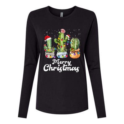 Cactus Christmas Pj Costume Design Party Plant Lovers Womens Cotton Relaxed Long Sleeve T-Shirt