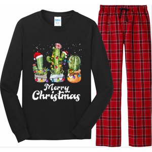 Cactus Christmas Pj Costume Design Party Plant Lovers Long Sleeve Pajama Set