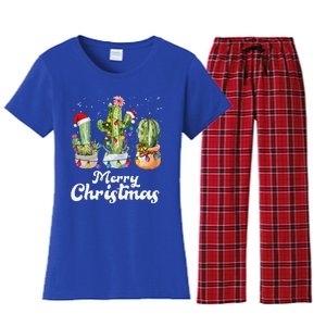 Cactus Christmas Pj Costume Design Party Plant Lovers Women's Flannel Pajama Set