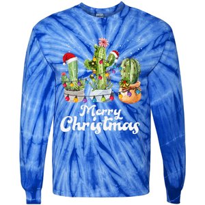 Cactus Christmas Pj Costume Design Party Plant Lovers Tie-Dye Long Sleeve Shirt