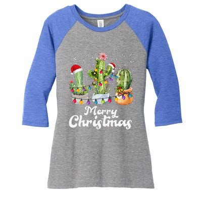 Cactus Christmas Pj Costume Design Party Plant Lovers Women's Tri-Blend 3/4-Sleeve Raglan Shirt