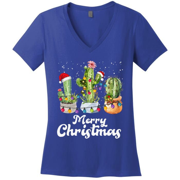 Cactus Christmas Pj Costume Design Party Plant Lovers Women's V-Neck T-Shirt