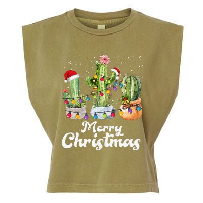 Cactus Christmas Pj Costume Design Party Plant Lovers Garment-Dyed Women's Muscle Tee