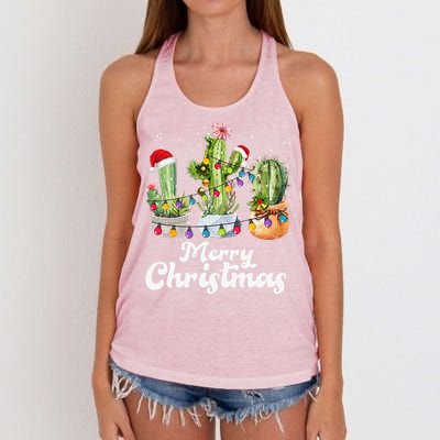 Cactus Christmas Pj Costume Design Party Plant Lovers Women's Knotted Racerback Tank