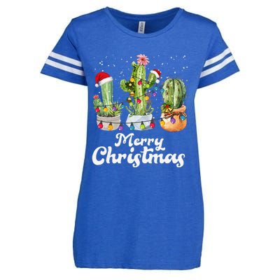 Cactus Christmas Pj Costume Design Party Plant Lovers Enza Ladies Jersey Football T-Shirt