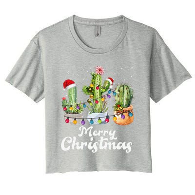 Cactus Christmas Pj Costume Design Party Plant Lovers Women's Crop Top Tee