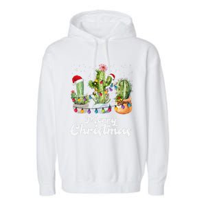 Cactus Christmas Pj Costume Design Party Plant Lovers Garment-Dyed Fleece Hoodie