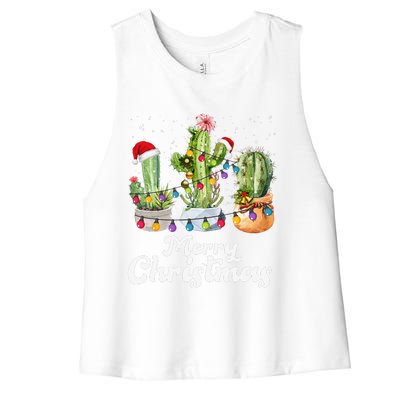 Cactus Christmas Pj Costume Design Party Plant Lovers Women's Racerback Cropped Tank