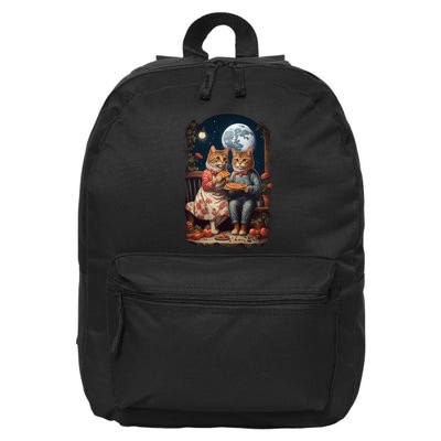 Cottagecore Cats Pizza 16 in Basic Backpack