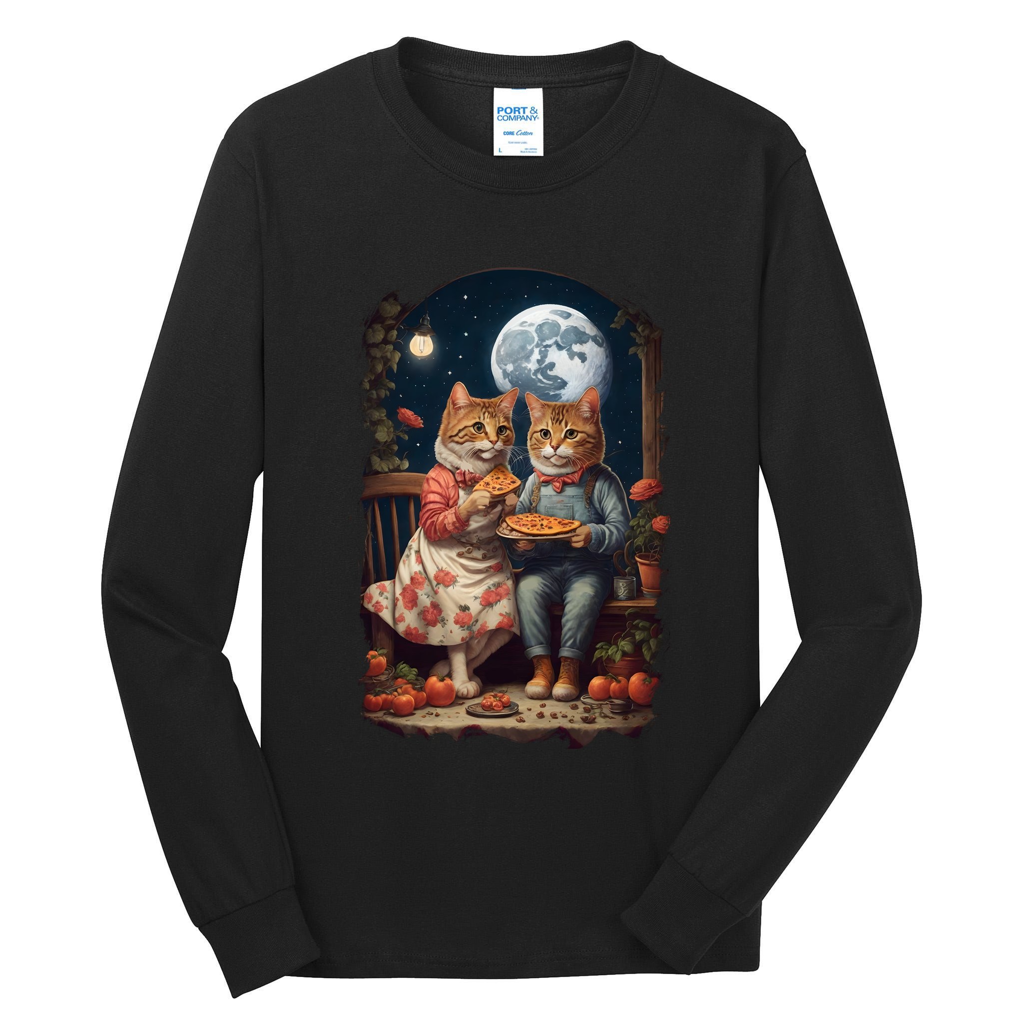 Cottagecore Cats Pizza Tall Long Sleeve T-Shirt