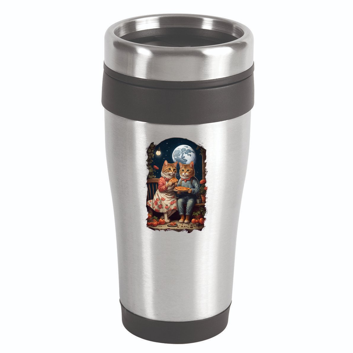 Cottagecore Cats Pizza 16oz Travel Tumbler