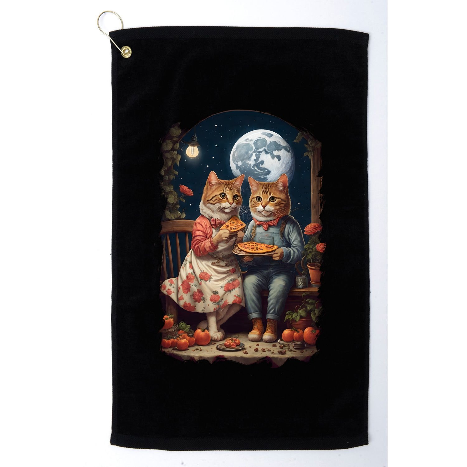 Cottagecore Cats Pizza Golf Towel